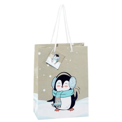 Mittelgroße Geschenktasche mit Pinguinmotiv, ca. 23 cm