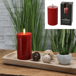 Mittelgroße Rostrote LED Kerze 'New Flame', 7,5x12,5cm - Gemütliches Licht