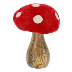 Mittelgroßer Fliegenpilz aus Mangoholz, 15cm - Dekoratives Natur-Element