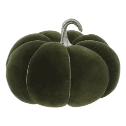 Mittelgroßer Samt-Kürbis in Grün, 19cm Durchmesser - Elegante Herbstdeko