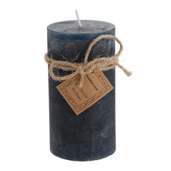 Mittlere Blaue Gefrostete Stumpenkerze, Texturierte Oberfläche, 7x13cm