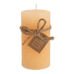 Mittlere Gefrostete Stumpenkerze in Aprikosenfarbe, Dekorativ, 7x13 cm