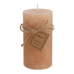 Mittlere Gefrostete Stumpenkerze in Hellbraun, Modernes Dekor, 7x13 cm