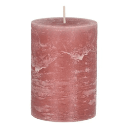 Mittlere Rustikale Stumpenkerze in Rosa, 7x10cm - Stilvolles Dekoelement