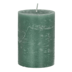 Mittlere Rustikale Stumpenkerze in Schilfgrün, 7x10cm - Natürliches Dekor
