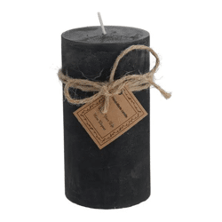 Mittlere Stumpenkerze in Gefrostetem Schwarz, M, 7x13cm - Modernes Design