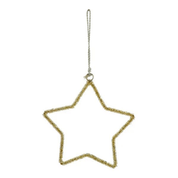 Mittlerer Goldener Deko-Hängestern aus Glasperlen, Ø 15cm