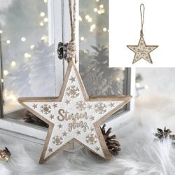 Mittlerer Weißer Stern-Hänger aus Mangoholz, 20 cm Durchmesser – Sternenglanz