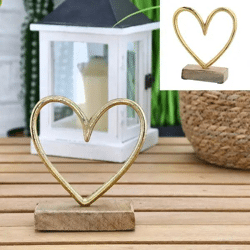 Mittleres Herz auf dekorativem Sockel, goldfarben, 15x15cm – Elegante Dekoration und Geschenkidee