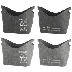 Moderne Filz-Aufbewahrungskörbe mit Sprüchen – 4er Set – Dekorativ und Praktisch