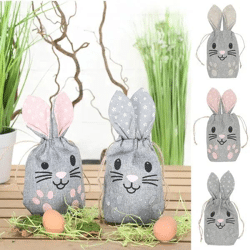 Moderne Graue Hasenbeutel, 3er-Set, ca. 29x16cm – Praktische Aufbewahrungslösung