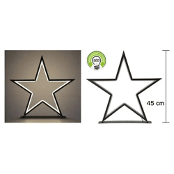 Moderner Großer LED Stern auf Fuß, Schwarz, 45cm Hoch - Stilvolle Deko