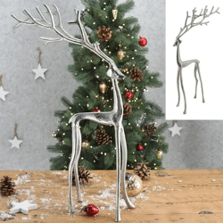 Modernes Rentier in Silber, Dekofigur, ca. 60 cm Höhe – Elegante Weihnachtsdeko