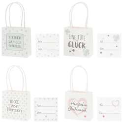 Motivierende Sprüche Geschenktüten, 4er-Set, ca. 10x10cm - Ideal für Kleinigkeiten