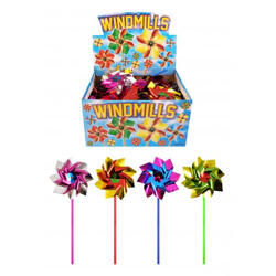 Mühlenfolie 9 cm Blumenfolie mit 31 cm Stab, 4 Farben sortiert, dekorativer Gartenstecker