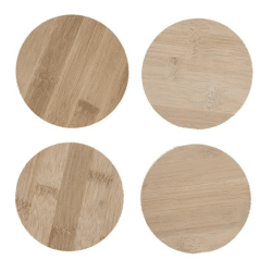 Natürliche Bambus-Getränkeunterlagen - Runde Untersetzer, 4er Set, 10cm Durchmesser
