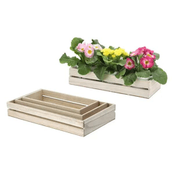 Naturbelassenes Holzkisten-Trio, rechteckig - Set aus 3 Stück