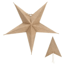 Naturfarbener Jute Papierstern, 5 Zacken, 45cm Durchmesser, Öko-Dekor