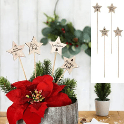 Naturholz Steck-Sterne, 29cm Hoch, 4er Set, Handgefertigt