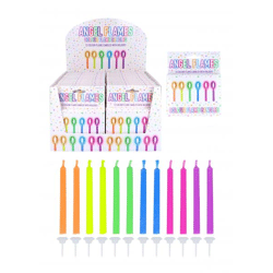 Neon Party Kezen 12Er Set, Engelsflammen Mit Haltern, 6 Verschiedene Farben