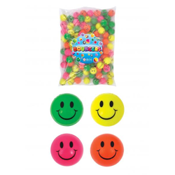Neon Smiley Jet Ball, 3,3 cm, 4er-Set in verschiedenen Farben - Spielzeug für Kinder & Partys