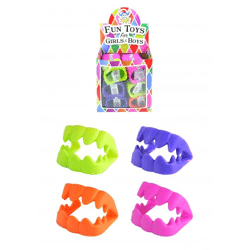 Neon Zähne, 4Er-Set, Verschiedene Farben - Lustiges Kostümzubehör Für Partys & Veranstaltungen