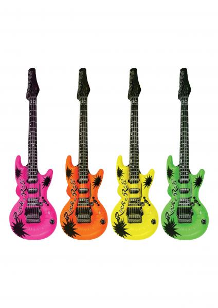 Neonfarbene aufblasbare Gitarre, 95 cm, 4 Varianten - Partyzubeh&ouml;r