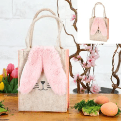 Niedliche Filztasche - Hase mit Plüschohren, ca. 20cm Höhe | Charmante Oster-Geschenktasche