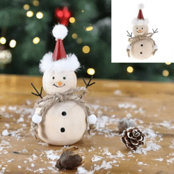 Niedlicher Holz-Schneemann, Dekorativ, 12 cm Höhe, Weihnachtsfigur