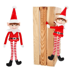 Niedlicher Weihnachtself Plüschtier, ca. 40 cm, mit Kletthänden zum Aufhängen