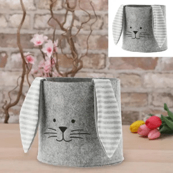 Niedliches Hasen-Filzkörbchen, ideal für Ostern, 16,5x15 cm