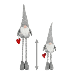 Nordisch Grauer Wichtel Udo mit Teleskopbeinen, Höhenverstellbar bis 140 cm - Flexibles Dekoelement