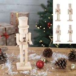 Nutcracker natural wood, set of 4, medium, approx. 25 cm high - Classic Christmas decoration