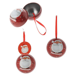 Öffnbare Weihnachtskugel mit Santa-Motiv aus Metall, Festlicher Baumschmuck