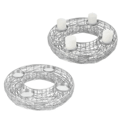 Offener Adventskranz aus silbernen Fäden, Durchmesser 42 cm - Moderner Festtagsschmuck