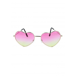 Ombre-Herzbrille Für Erwachsene, Rosa/Gelbe Linse Mit Silberrahmen - Modische Sonnenbrille