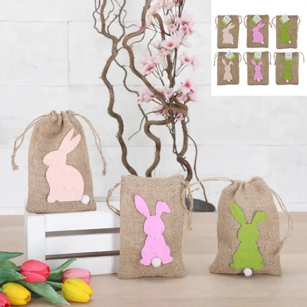 Oster-Geschenkbeutel aus Jute, 6er-Set - Niedliche S&auml;ckchen 12x17,5cm
