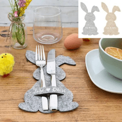Osterhasen Besteckhalter aus Filz, 2er-Set - Dekorative Tischaccessoires