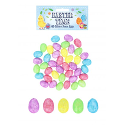 Osterset Glitzerschaum-Eier 2,5 cm x 1,5 cm – 5 verschiedene Pastellfarben, Bastelmaterialien für den Frühling