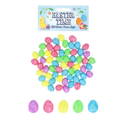 Osterset Glitzerschaum-Eier 2 cm x 1,5 cm – 5 verschiedene Pastellfarben, Bastelzubehör für den Frühling