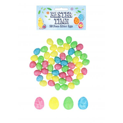 Osterset Schaumstoffeier mit Glitzer 2x1,5 cm – farblich sortiert, dekoratives Bastelset