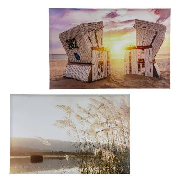 Outdoor Canvas Bilder Sylt, 2er-Set, 90x60 cm &ndash; K&uuml;sten-Wandkunst | Stilvolle Nautik-Deko