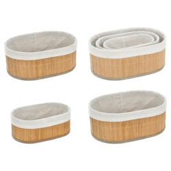 Ovaler Aufbewahrungskorb, Bambus, 3er-Set – Nachhaltige, robuste Organizer für Zuhause
