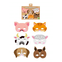 Papiermasken Bauernhof-Tiere, 6 Sorten - Kindergeburtstag & Kostümparty Zubehör