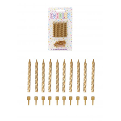 Partykirschen 10 Stück mit Haltern, 6 cm Goldspirale – Tischdeko, Geburtstag & Feiern