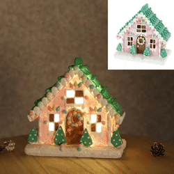 Pastell LED Lebkuchenhaus – Leuchtende Weihnachtsdekoration, ca. 17x17cm, Festliche Beleuchtung