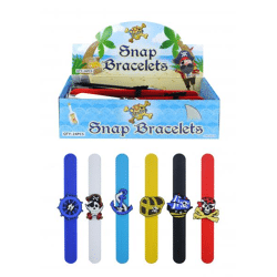 Pirate armband with snap fastener, 23 cm x 2.5 cm, 6 different designs - Fashionable pirate accessories for children