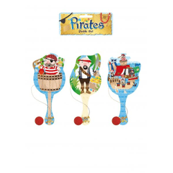 Piraten-Paddelball-Schläger aus Holz, 22 cm, 3 Motive – Kinderspielzeug für den Außenbereich