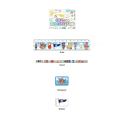 Piraten-Schreibset, 4-teilig – Notizbuch, Stift, Radierer, Lineal für junge Abenteurer