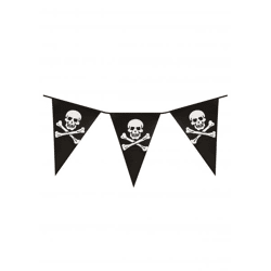 Piraten-Wimpelkette, 4 m, 11 PVC-Wimpel, 20 x 33 cm, wetterfest